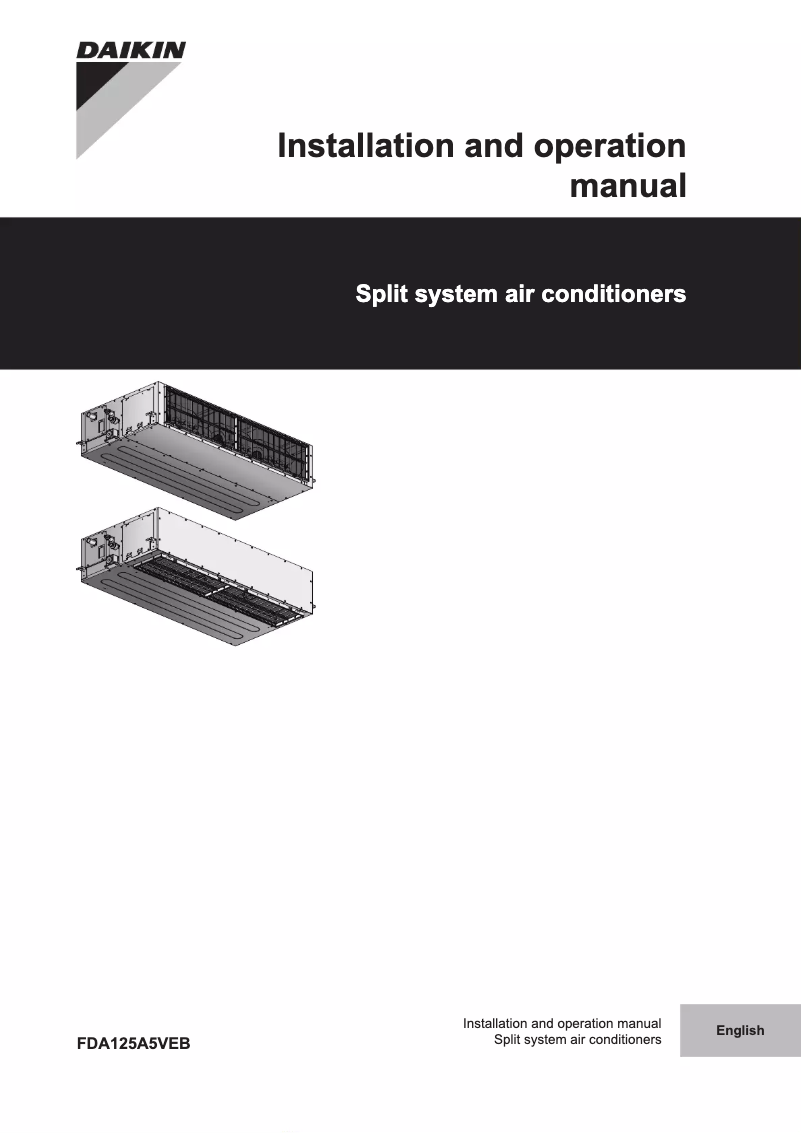 Page 1 de la notice Manuel utilisateur Daikin FDA125A5VEB