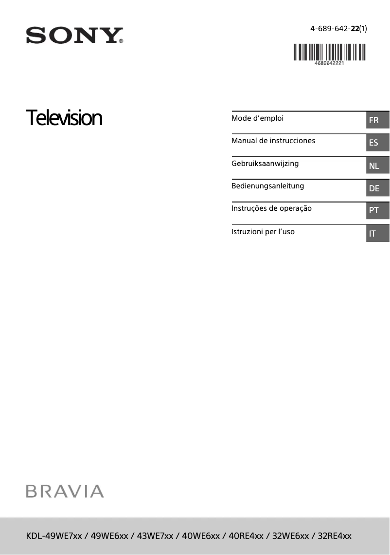 Page 1 de la notice Manuel utilisateur Sony KDL-40WE663BU