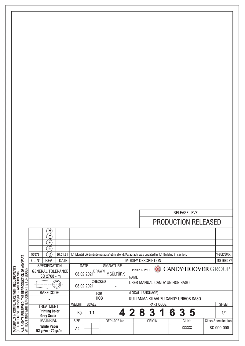 Page 1 de la notice Manuel utilisateur Candy CHG6BRX SASO