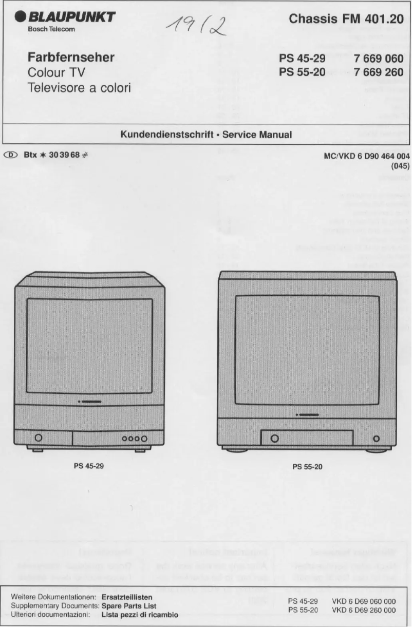 Page n°1 - Manuel utilisateur Blaupunkt PS 45-29