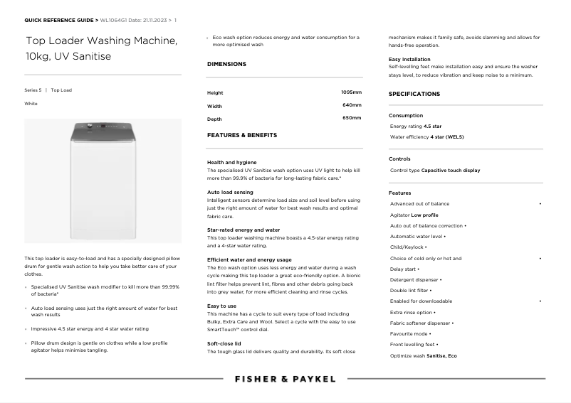 Image de la première page du manuel de l'appareil WL1064G1