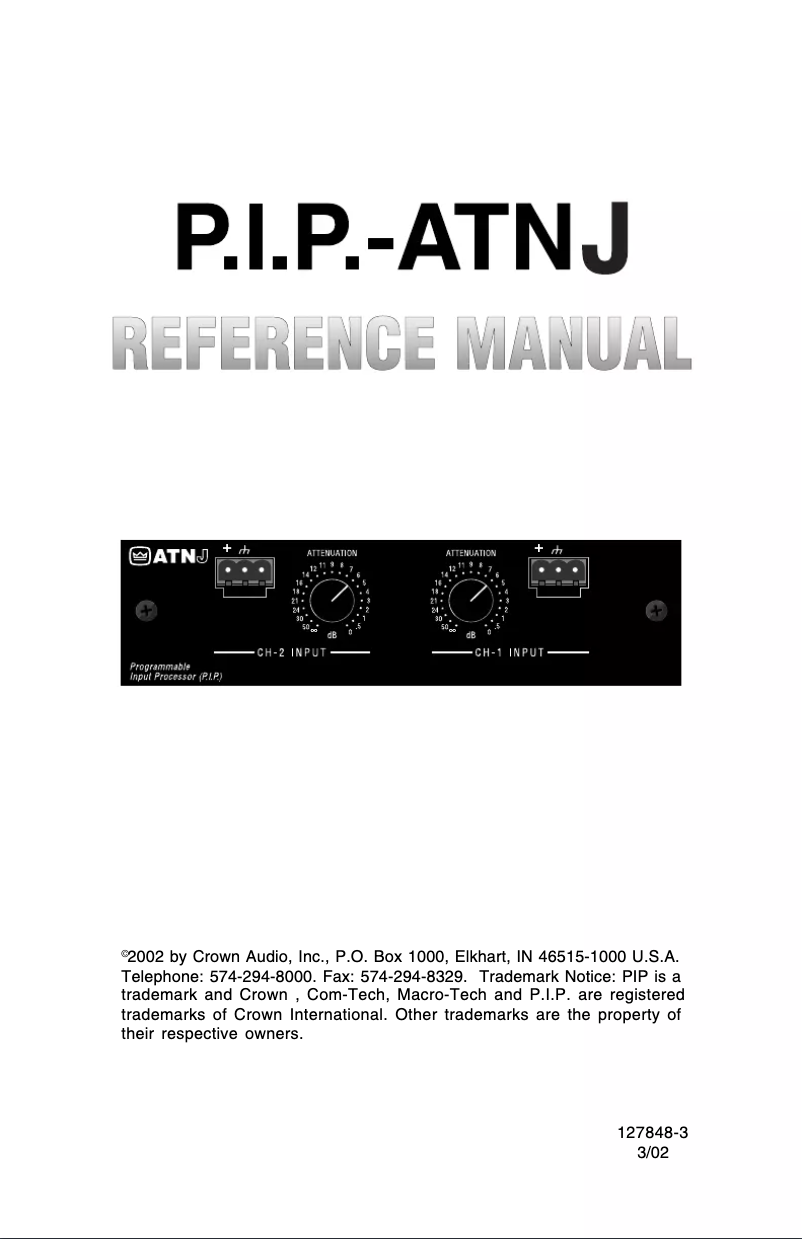 Image de la première page du manuel de l'appareil P.I.P.-ATNJ
