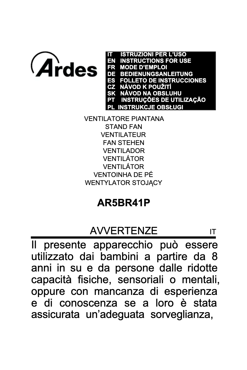 Page 1 de la notice Manuel utilisateur Ardes AR5BR41P