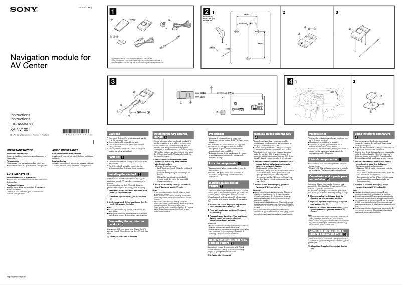 Page n°1 - Manuel utilisateur Sony XA-NV100T