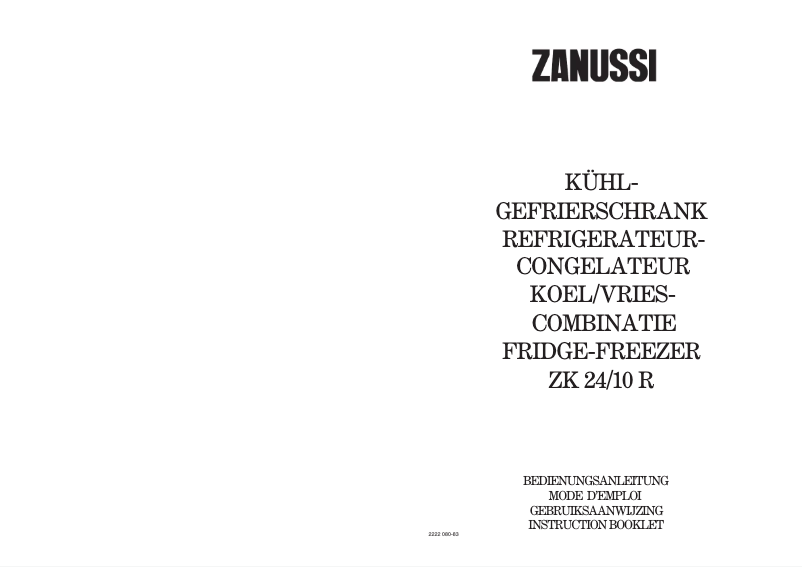 Image de la première page du manuel de l'appareil ZK 24/10 ato