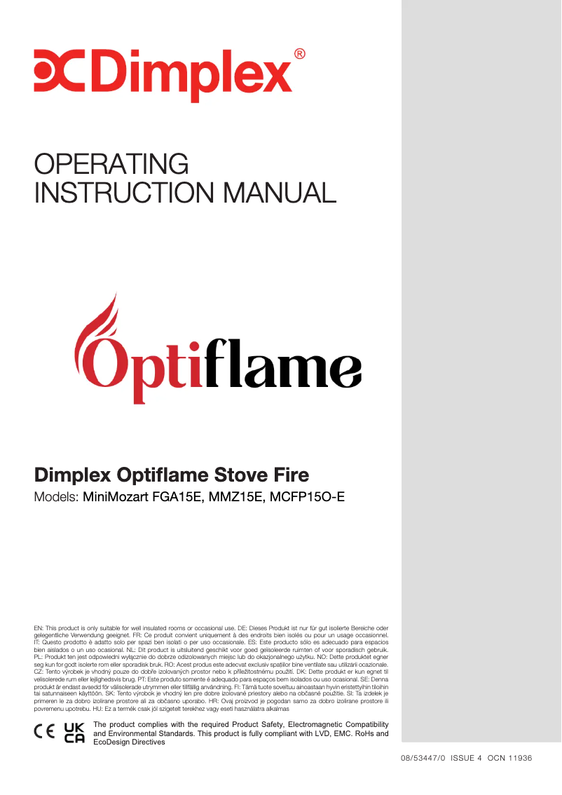 Page 1 de la notice Manuel utilisateur Dimplex Optiflame MCFP15O-E