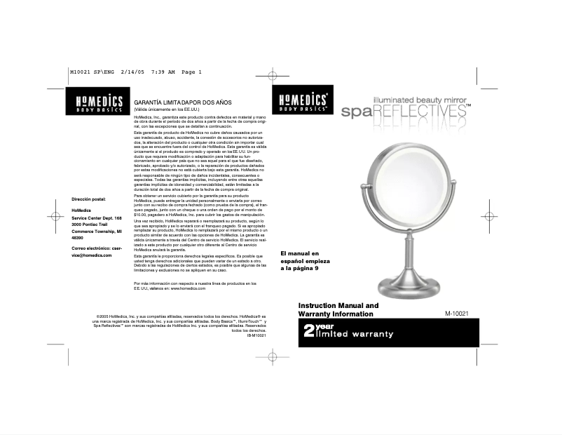 Image de la première page du manuel de l'appareil M-10021