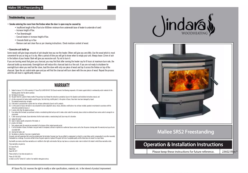 Page 1 de la notice Manuel utilisateur Jindara Mallee