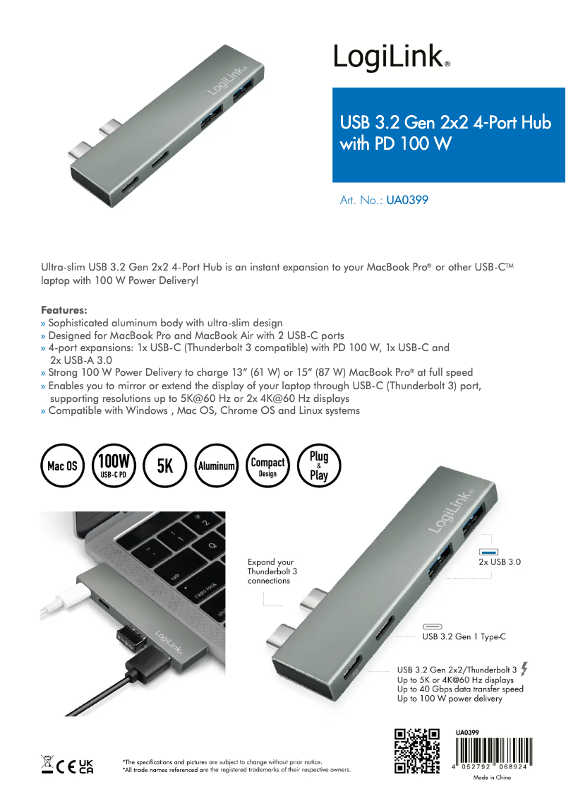 Page n°1 - Manuel utilisateur LogiLink UA0399
