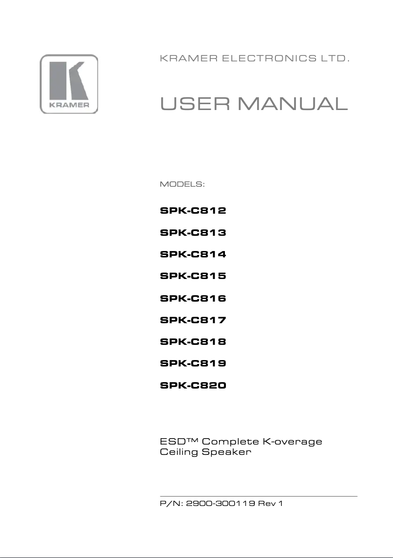 Page 1 de la notice Manuel utilisateur Kramer SPK-819