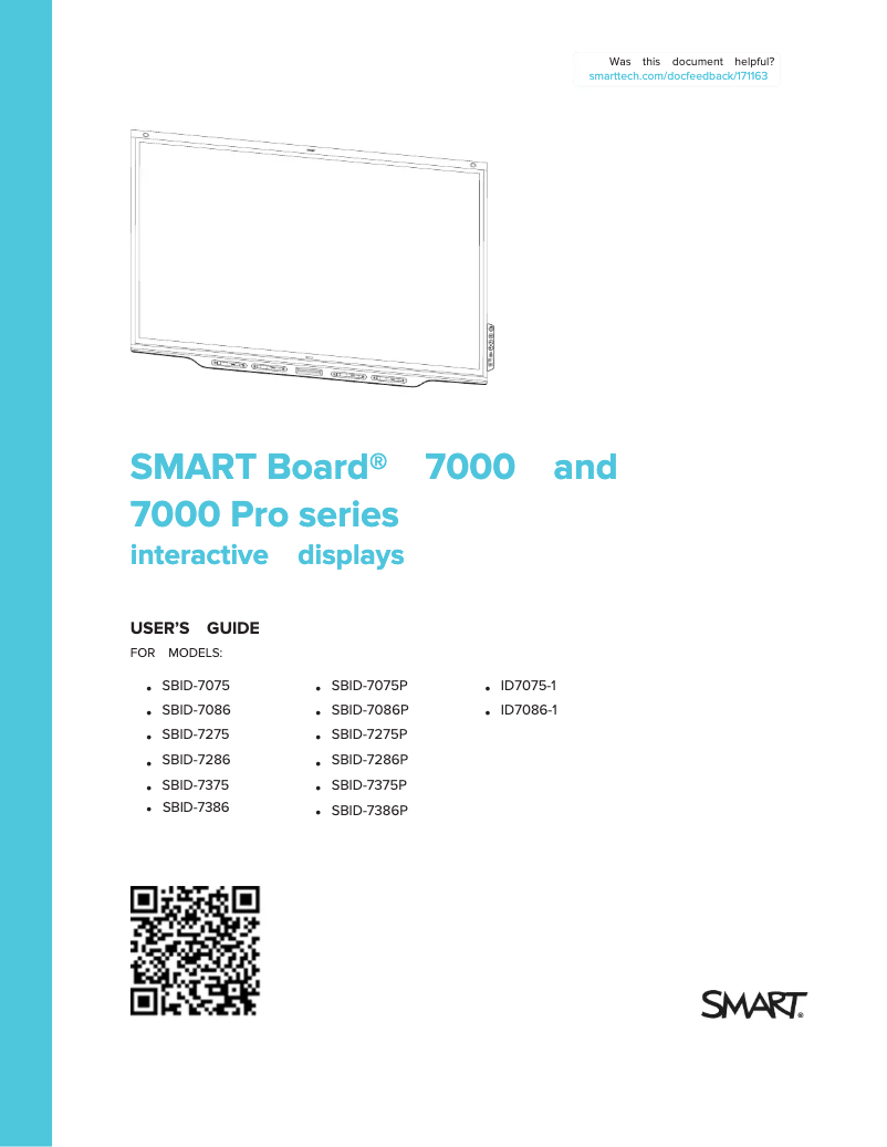 Page 1 de la notice Manuel utilisateur Smart Board 7086