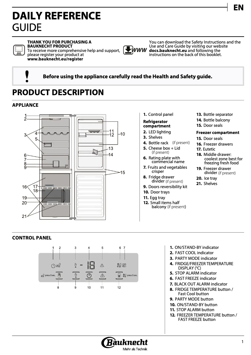 Page 1 de la notice Manuel utilisateur Bauknecht KGE 336 A+++ IN