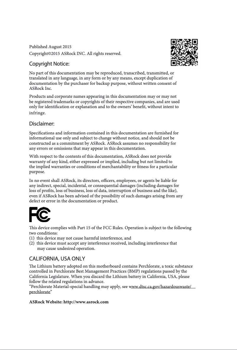 Page 1 de la notice Manuel utilisateur Asrock N3150TM-ITX