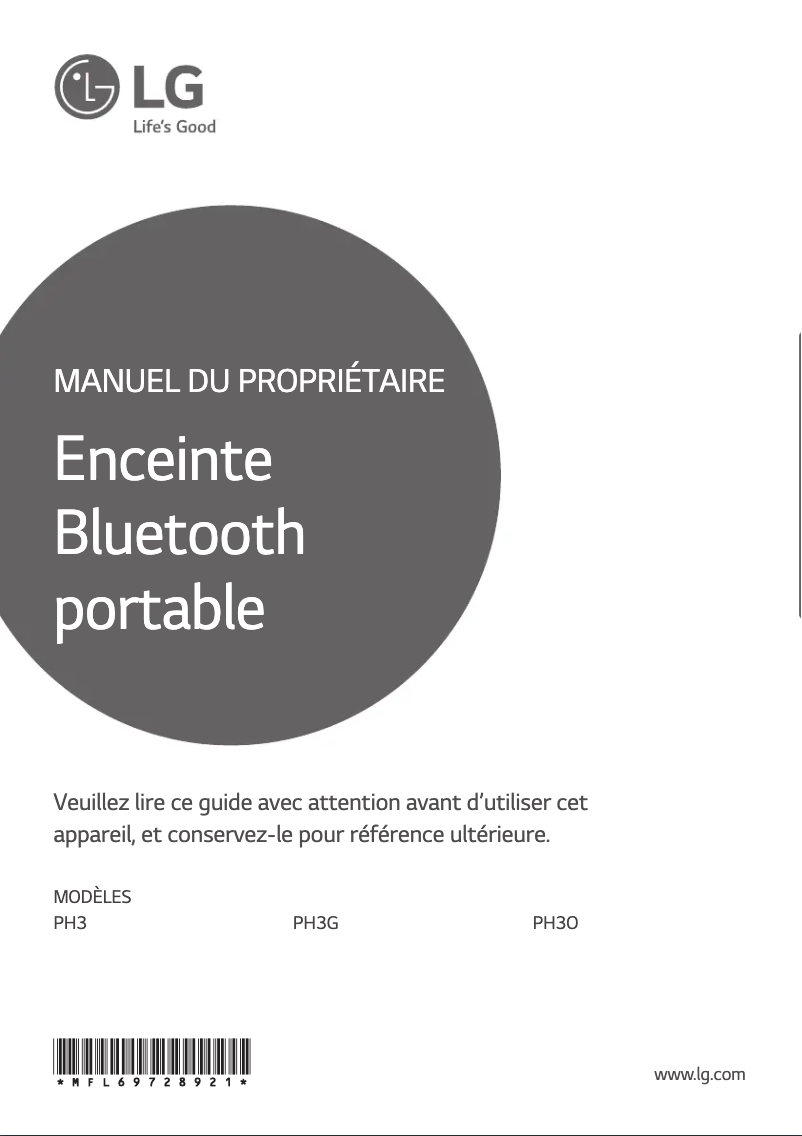 Page n°1 - Manuel utilisateur LG PH3