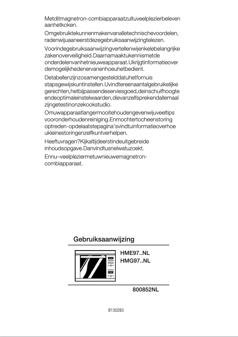 Page 1 de la notice Manuel utilisateur Bosch HMG 9720