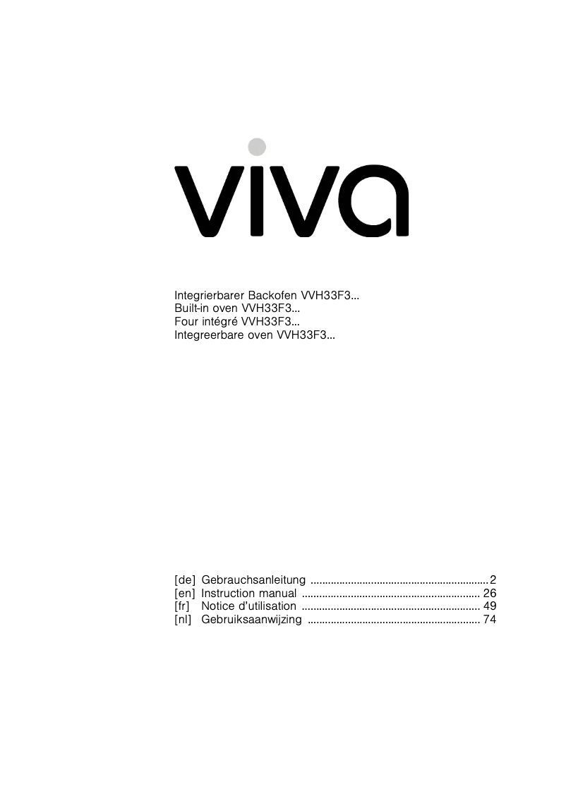 Page n°1 - Manuel utilisateur Viva VVH33F3151