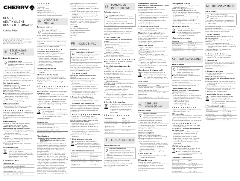 Page 1 de la notice Manuel utilisateur Cherry Gentix Illuminated
