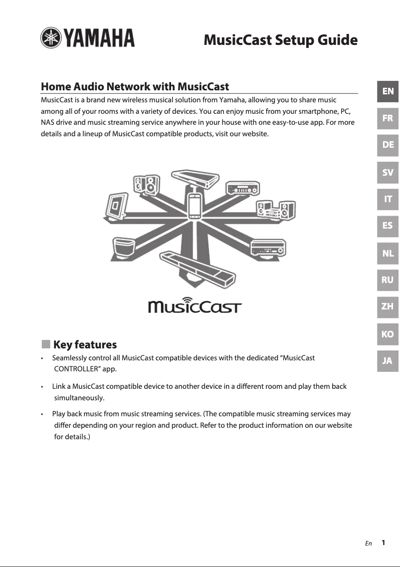 Image de la première page du manuel de l'appareil MusicCast R-N602