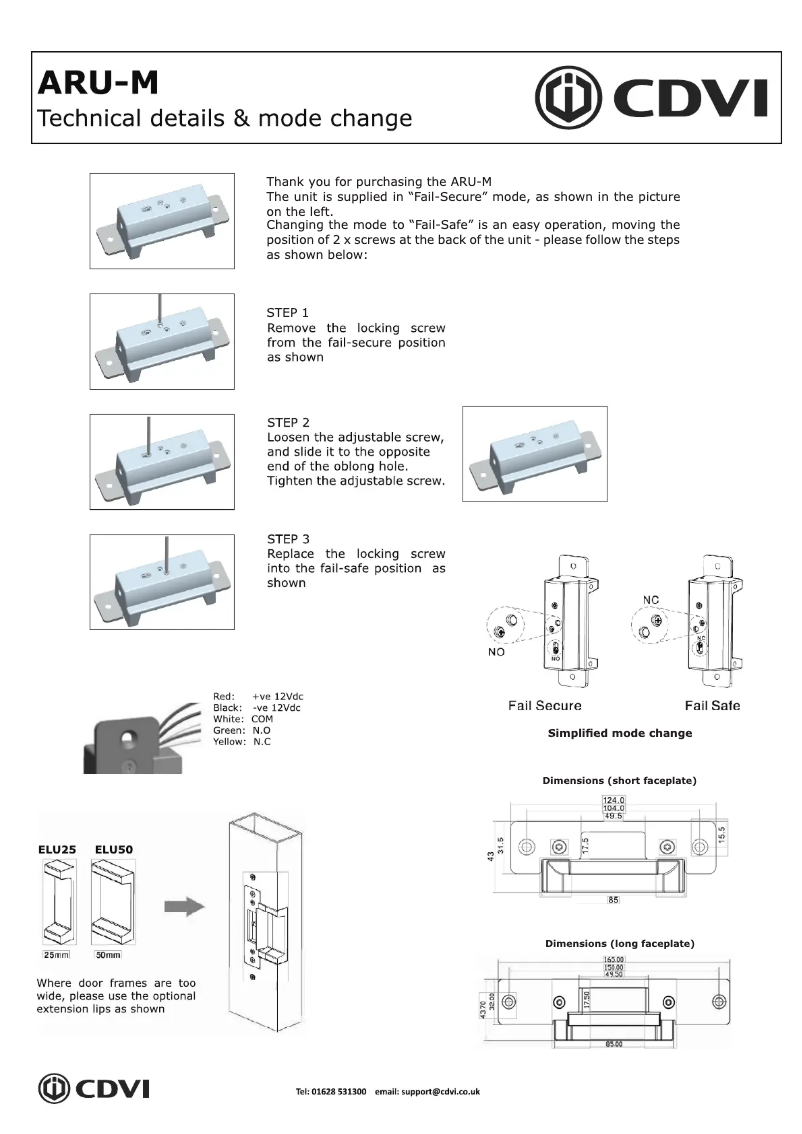 Page 1 de la notice Manuel utilisateur CDVI ARU-M