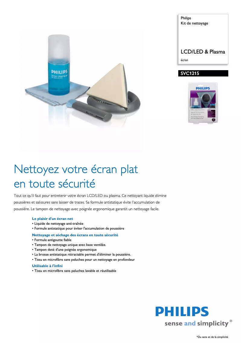 Page 1 de la notice Fiche technique Philips SVC1215