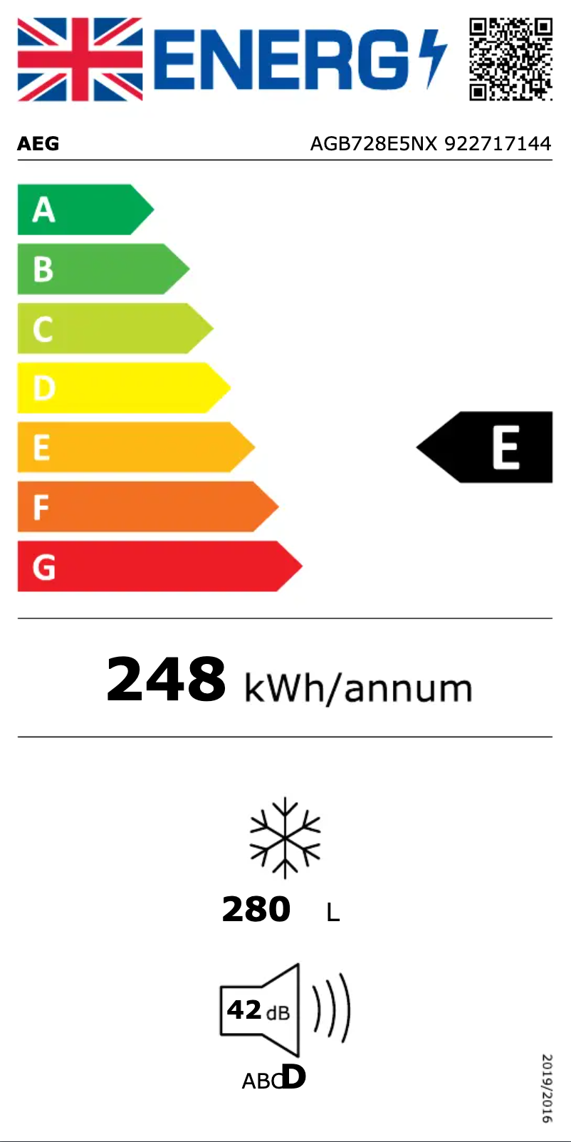 Página 1 del manual Etiqueta energética AEG AGB728E5NX