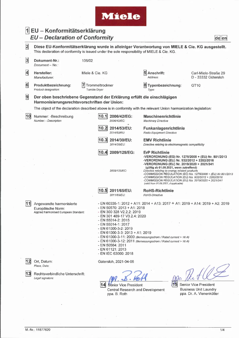 Page 1 de la notice Manuel utilisateur Miele PDR 57