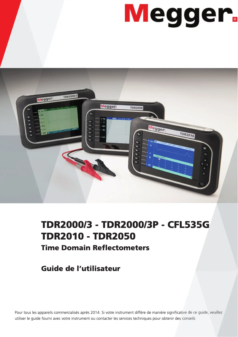 Page 1 de la notice Manuel utilisateur Megger TDR2010