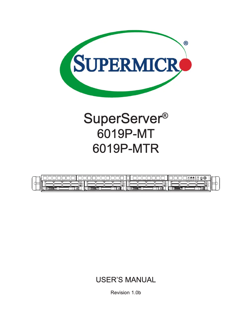 Page 1 de la notice Manuel utilisateur Supermicro SuperServer 6019P-MTR