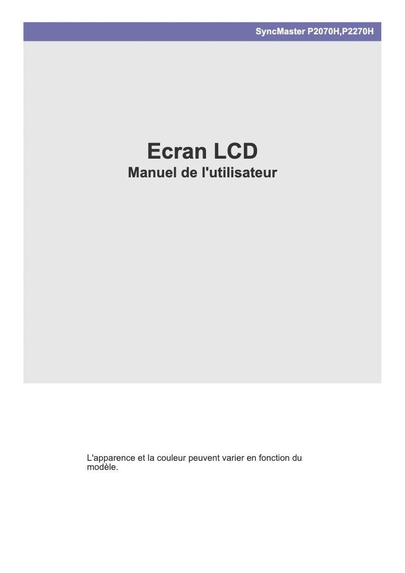 Page n°1 - Manuel utilisateur Samsung SyncMaster P2270H