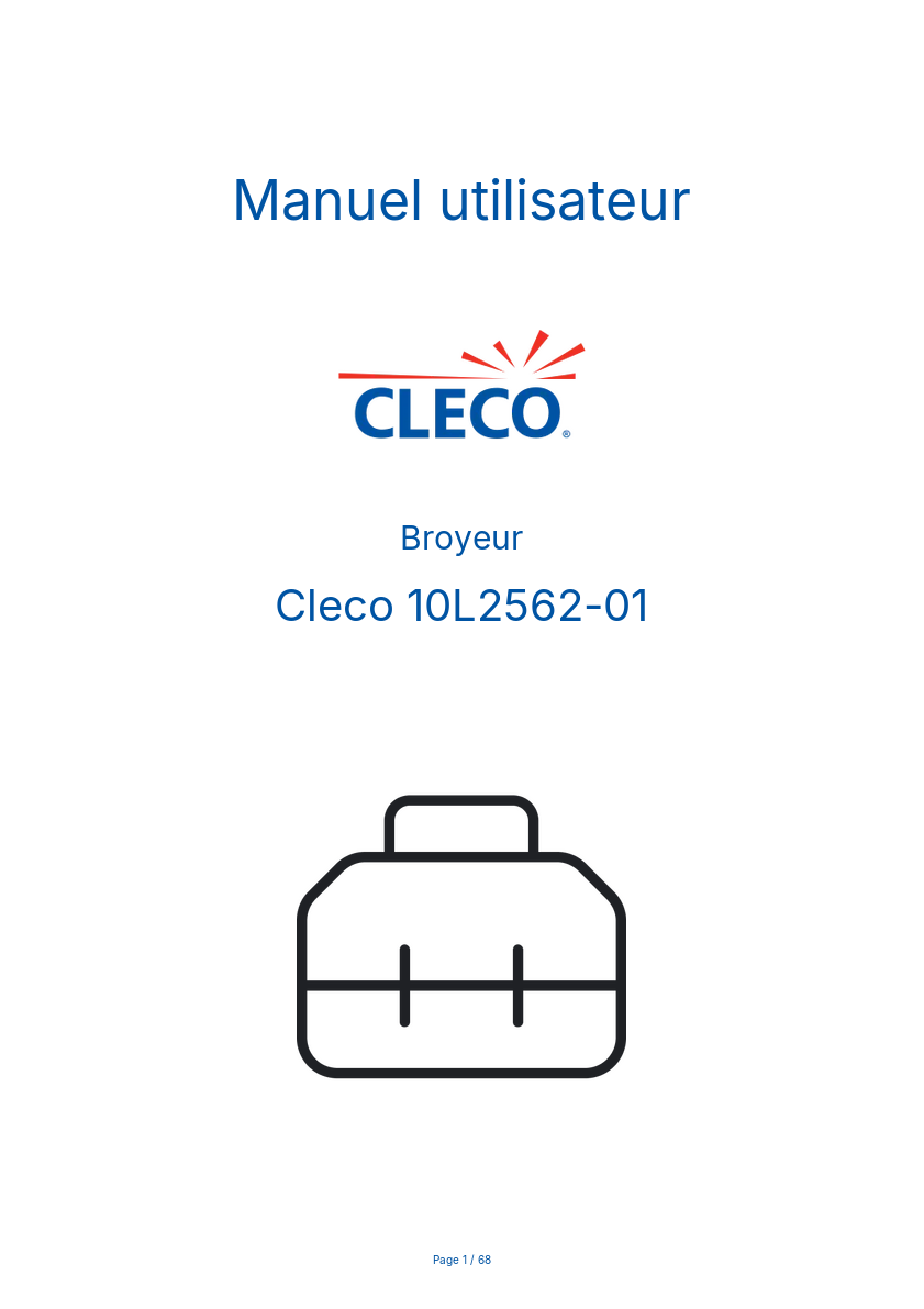 Page n°1 - Manuel utilisateur Cleco 10L2562-01
