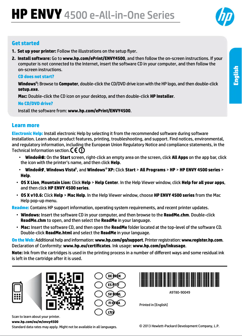 Page n°1 - Manuel utilisateur HP ENVY 4507e