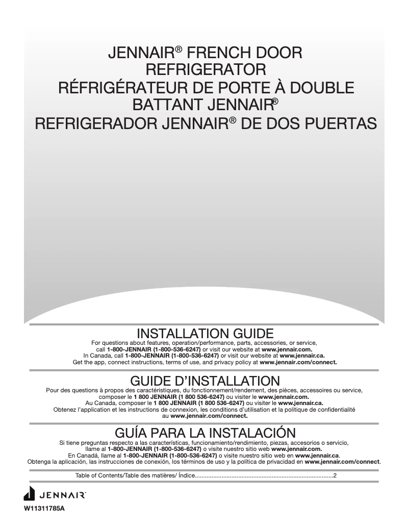Page 1 de la notice Guide d'installation JennAir JS48NXFXDE