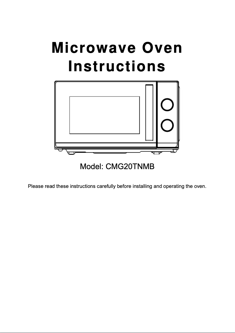 Image de la première page du manuel de l'appareil CMG20TNMB