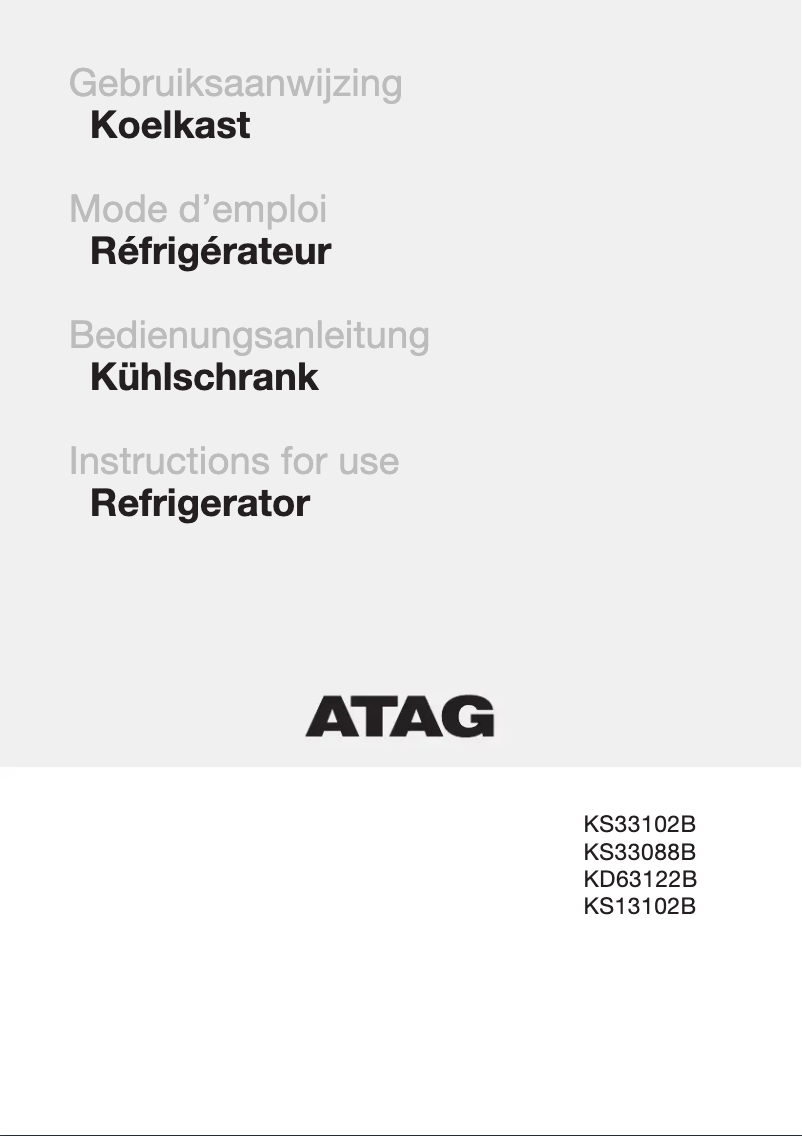 Page n°1 - Manuel utilisateur Atag KD63122B