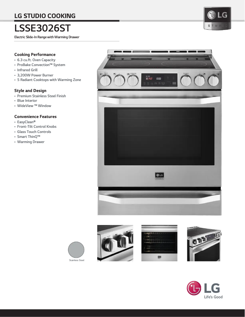 Page 1 de la notice Fiche technique LG LSSE3026ST