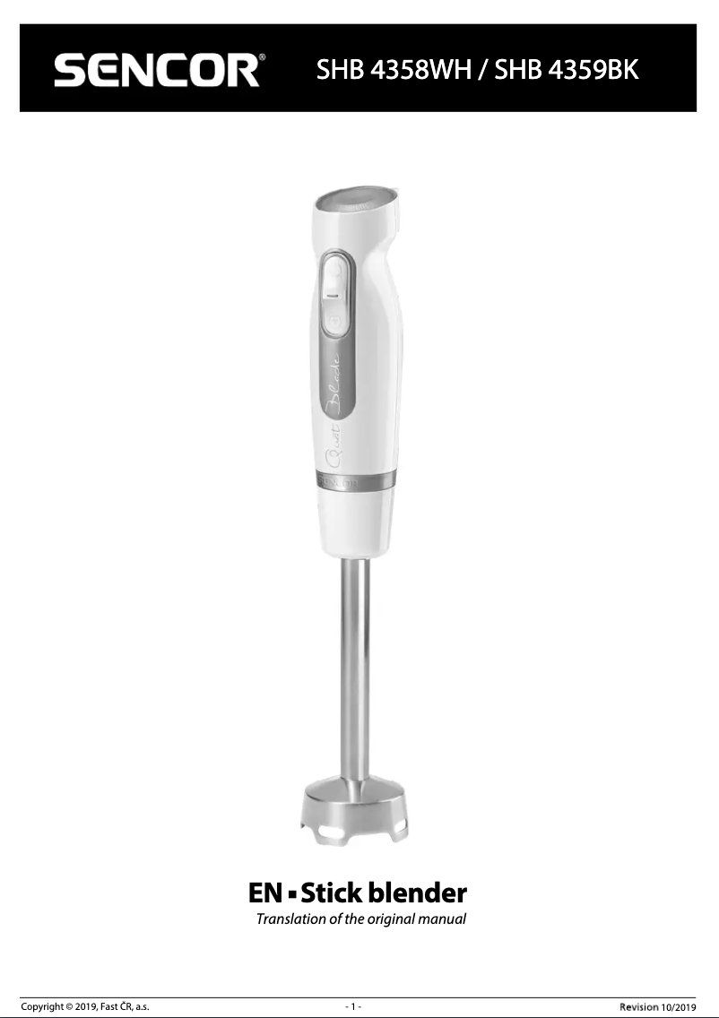 Page 1 de la notice Manuel utilisateur Sencor SHB 4359BK