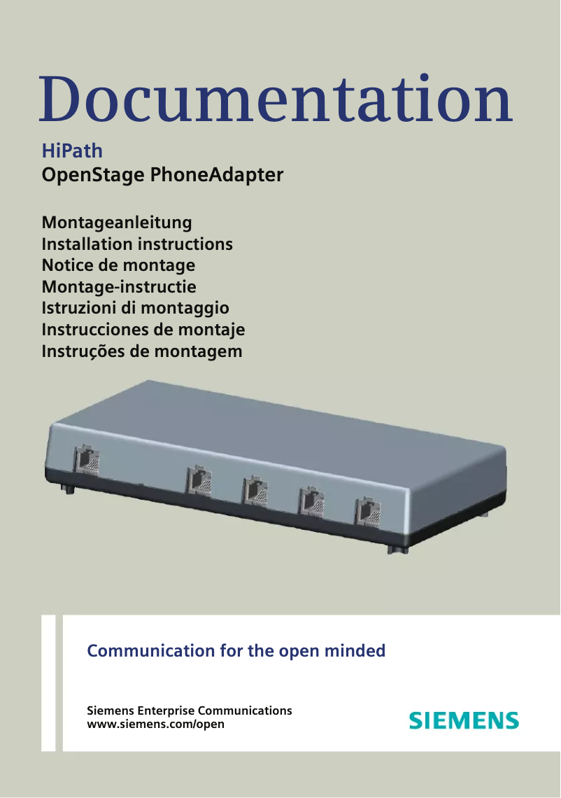 Page n°1 - Manuel utilisateur Unify OpenStage Phone Adapter