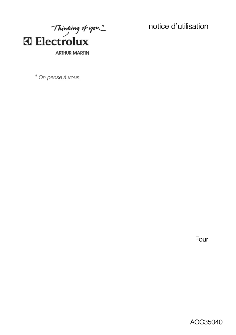 Page 1 de la notice Manuel utilisateur Arthur Martin-Electrolux AOC 35040 X