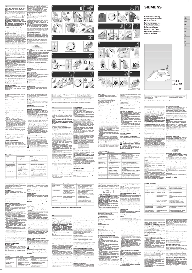 Page 1 de la notice Manuel utilisateur Siemens TB261030