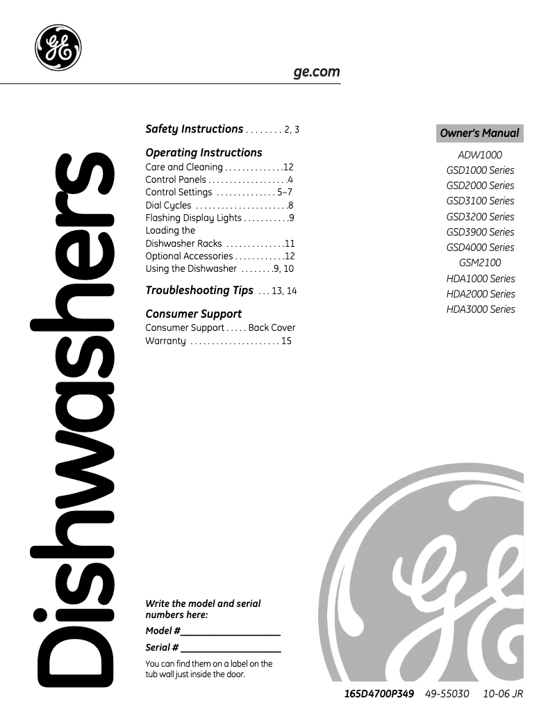 Page 1 de la notice Manuel d'utilisation et d'entretien GE GSM2100GCC