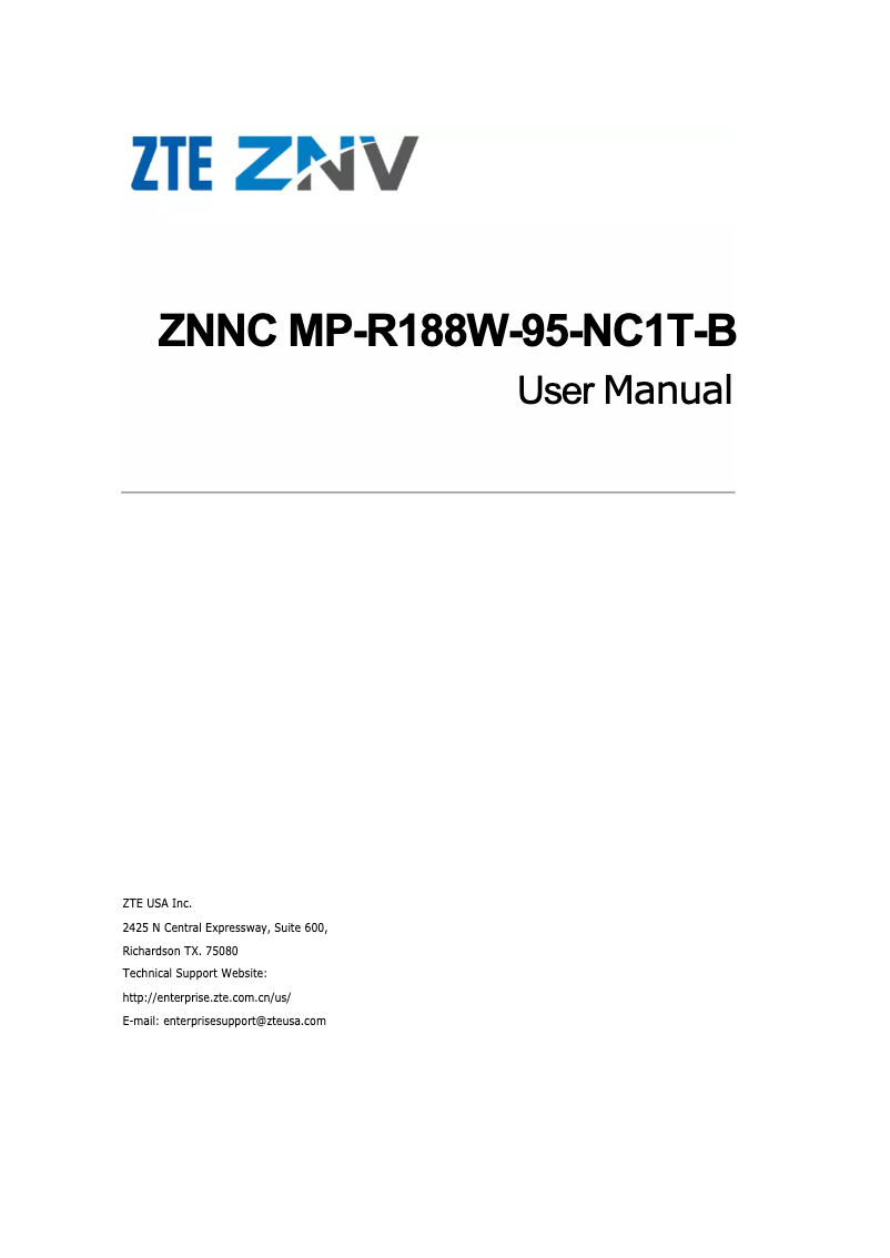 Page n°1 - Manuel utilisateur ZTE MP-R188W