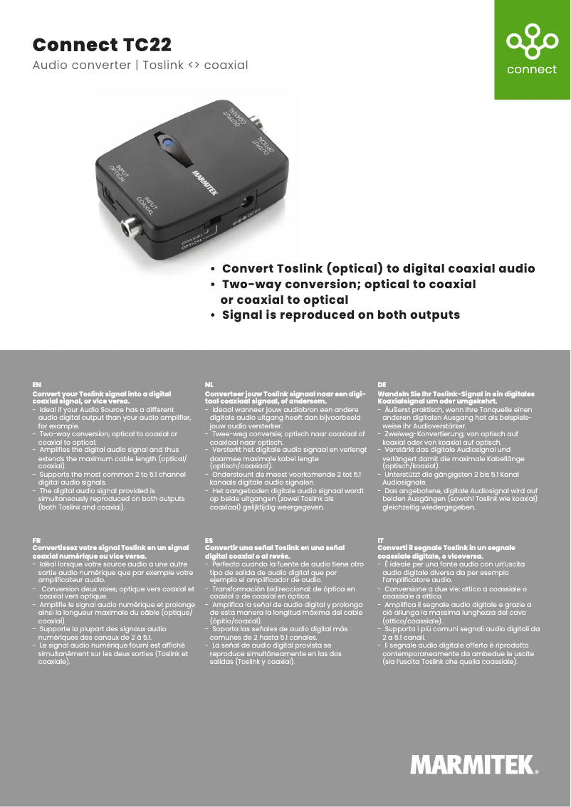 Image de la première page du manuel de l'appareil Connect TC22