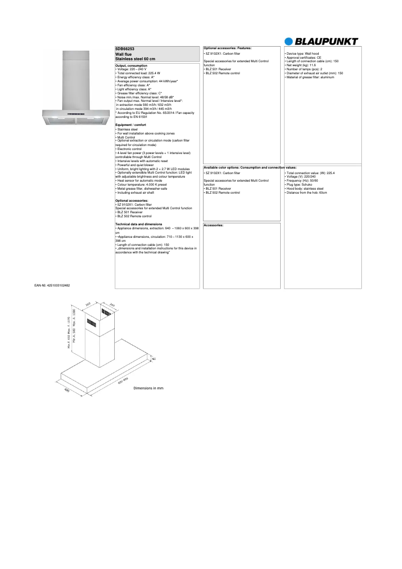 Page n°1 - Fiche technique Blaupunkt 5DB66253