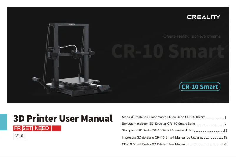 Image de la première page du manuel de l'appareil CR-10 Smart