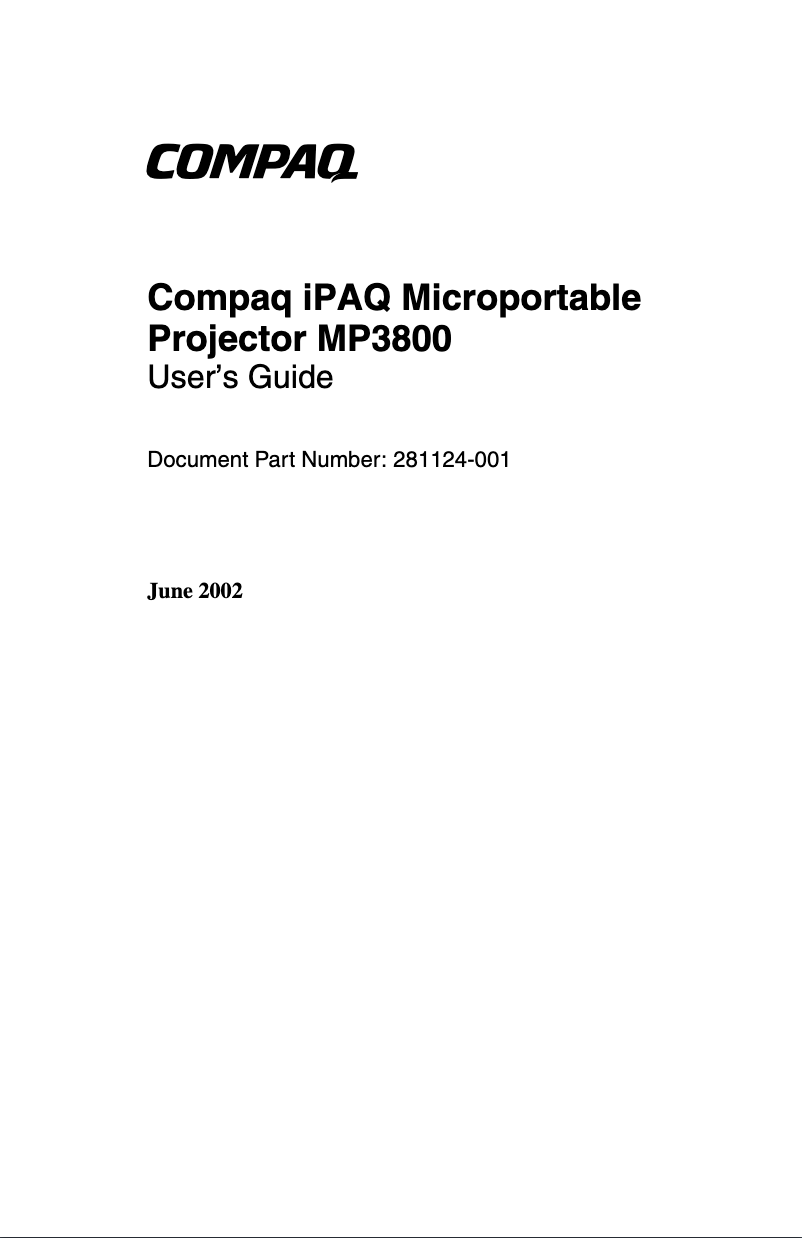 Page n°1 - Manuel utilisateur Compaq MP3800 iPAQ