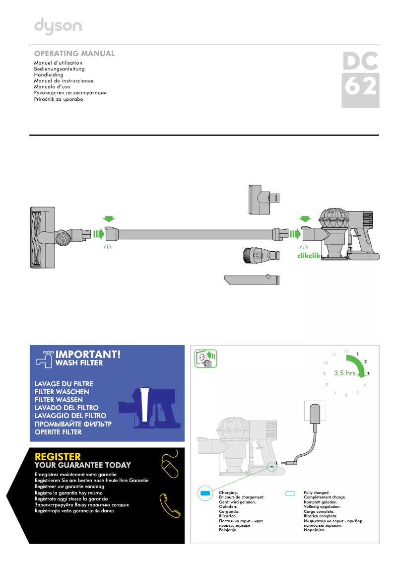 Página 1 del manual Manual de usuario Dyson DC62 Extra