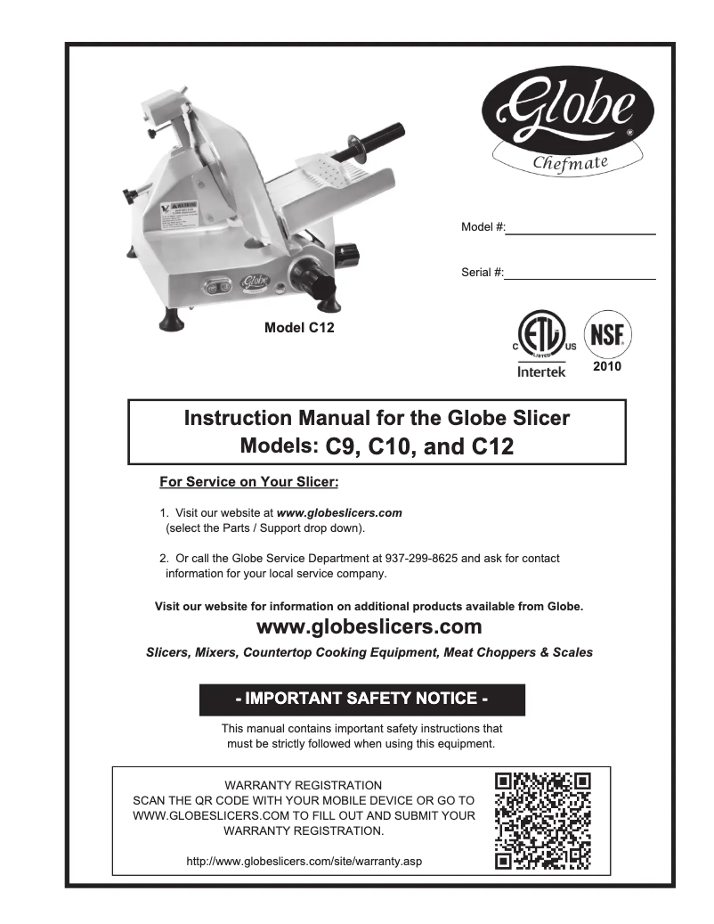 Page 1 de la notice Manuel utilisateur Globe C12