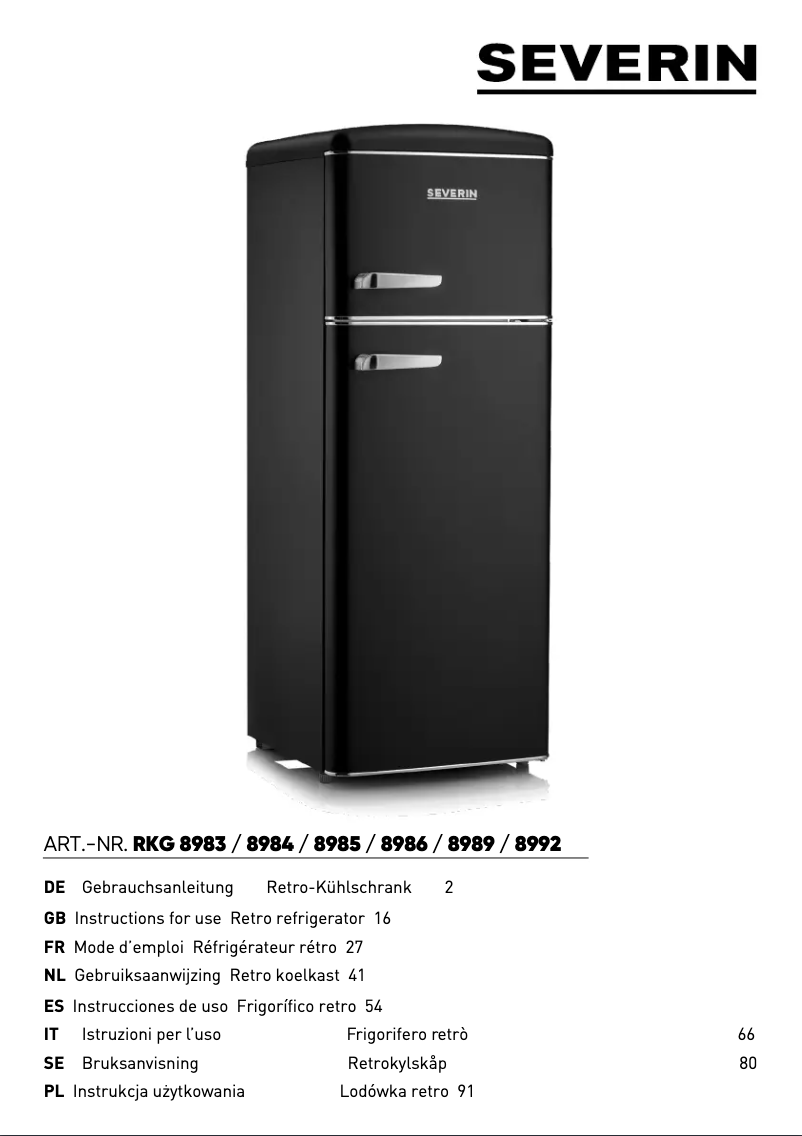 Page 1 de la notice Mode d'emploi Severin RKG 8985