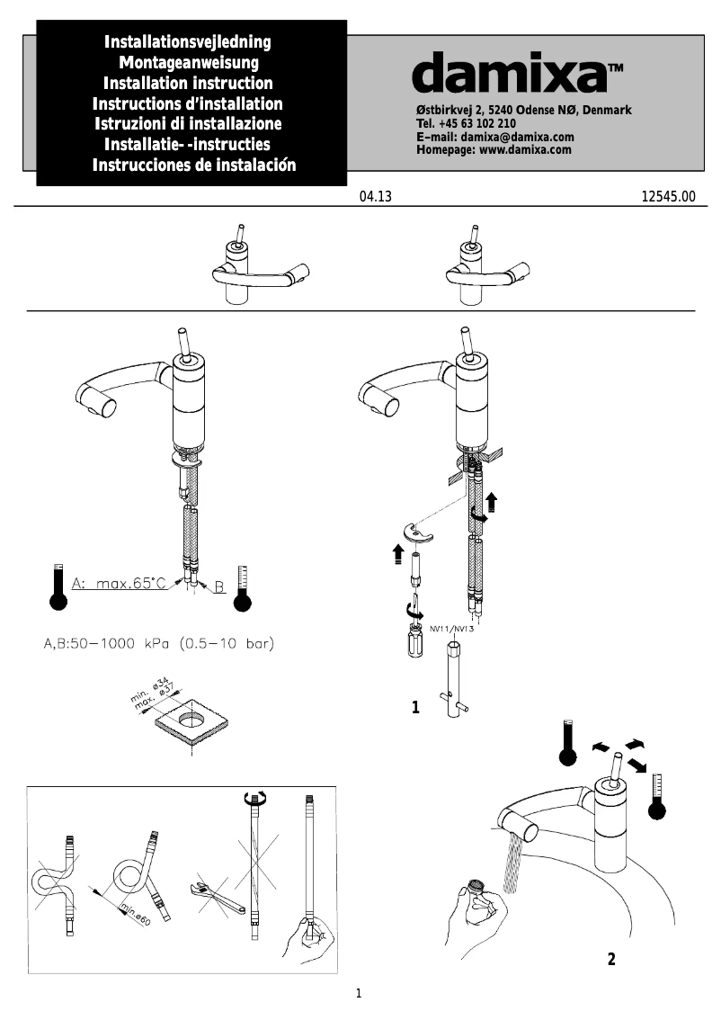 Page n°1 - Manuel utilisateur Damixa 2900000