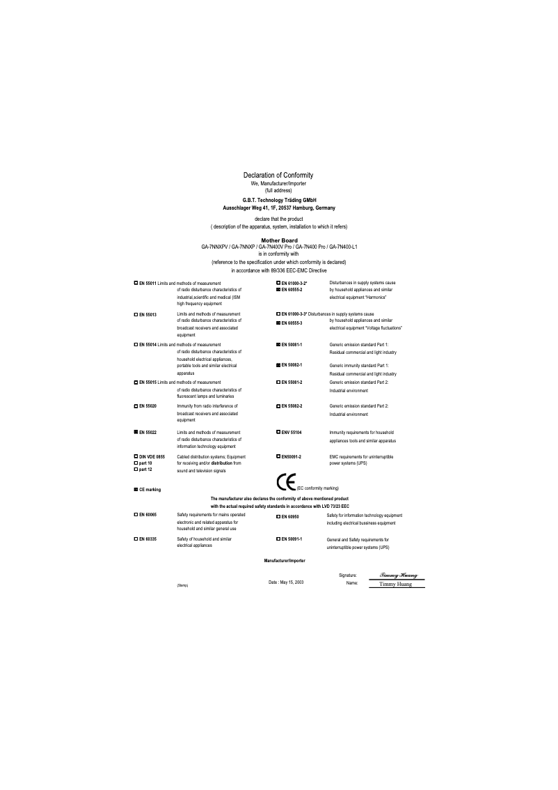 Image de la première page du manuel de l'appareil GA-7NNXPV